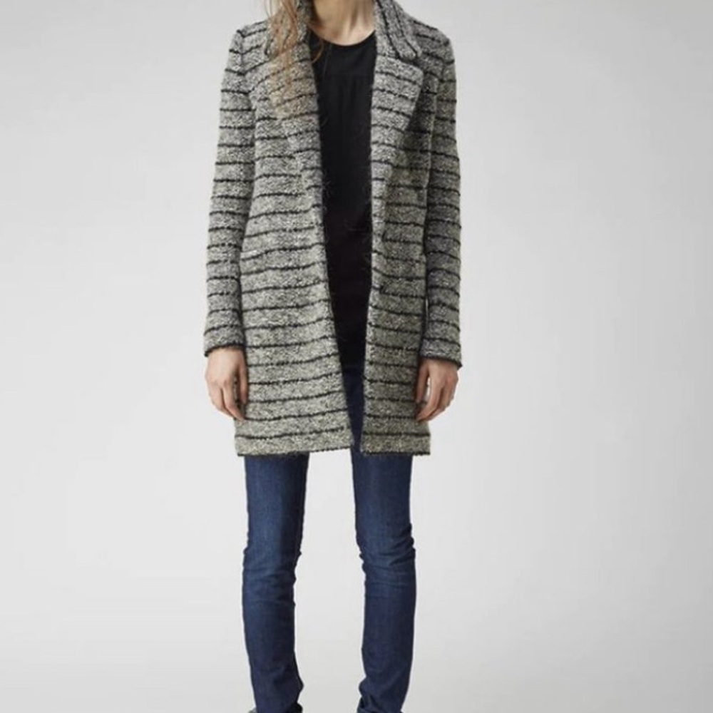 Isabel Marant Etoile Ifea Coat In Grey Stripe